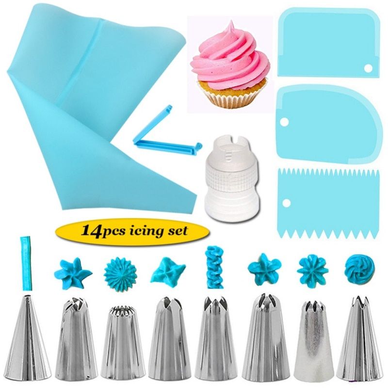14Pcs Set Cake Decorating Tools Kit Turntable Pastry