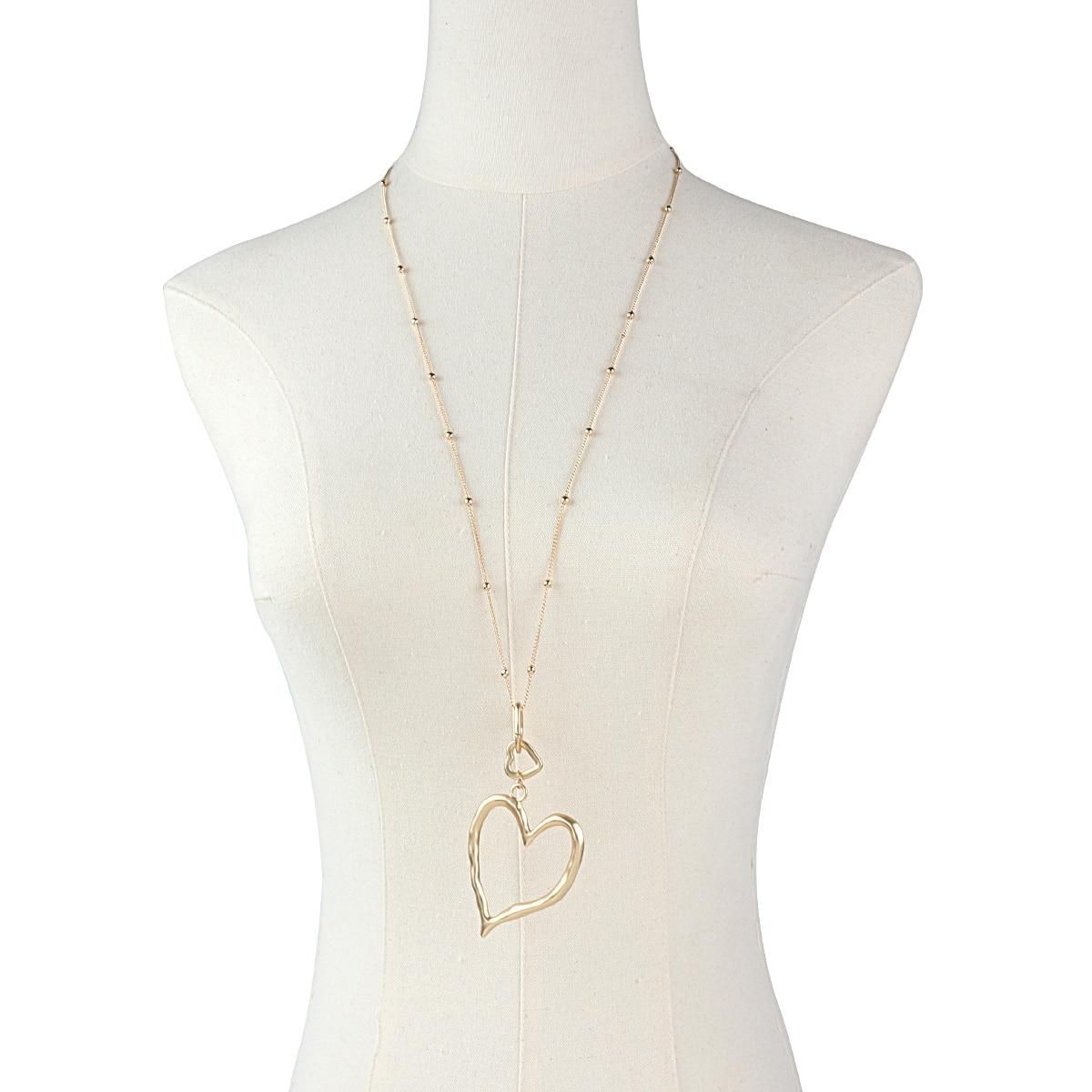 Amorcome Simple Irregular Triple Hearts Pendant Necklace Collar Adjustable Link Chain Necklace Valentine's Day Mothers Gifts