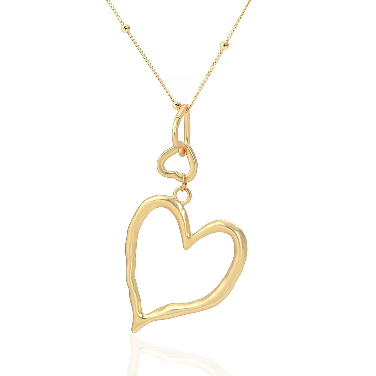 Amorcome Simple Irregular Triple Hearts Pendant Necklace Collar Adjustable Link Chain Necklace Valentine's Day Mothers Gifts