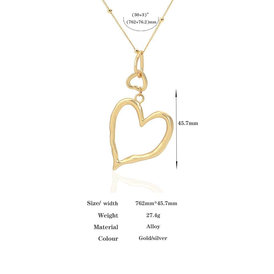 Amorcome Simple Irregular Triple Hearts Pendant Necklace Collar Adjustable Link Chain Necklace Valentine's Day Mothers Gifts
