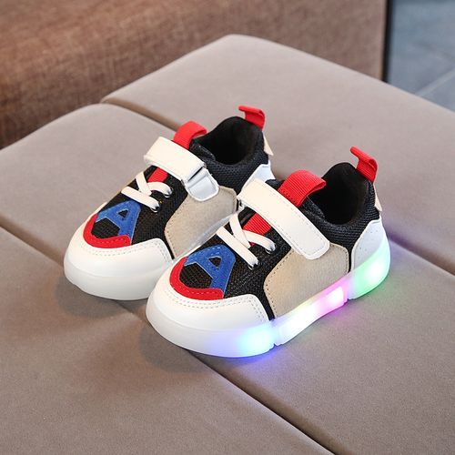 Children's Sports Shoes With LED Lights-White
