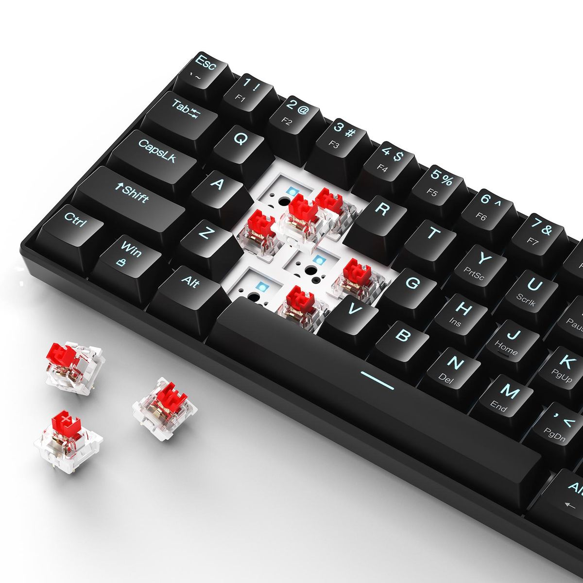 OUTEMU USB Wired 61-key Mechanical Keyboard LED Backlit Supports hot swap  Blue Switch / Red Switch