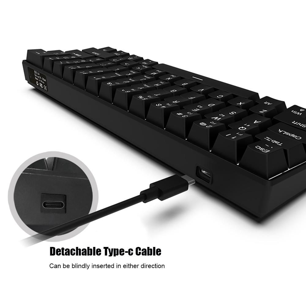 OUTEMU USB Wired 61-key Mechanical Keyboard LED Backlit Supports hot swap  Blue Switch / Red Switch