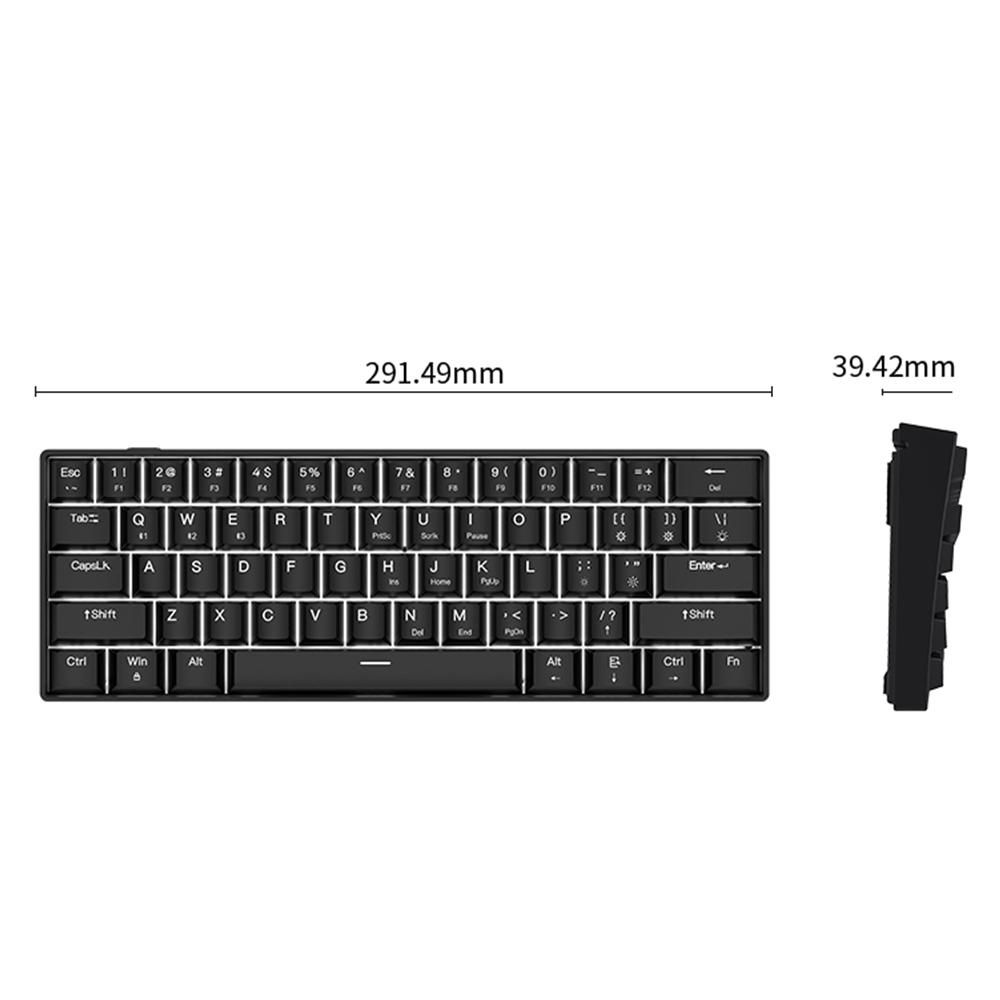 OUTEMU USB Wired 61-key Mechanical Keyboard LED Backlit Supports hot swap  Blue Switch / Red Switch