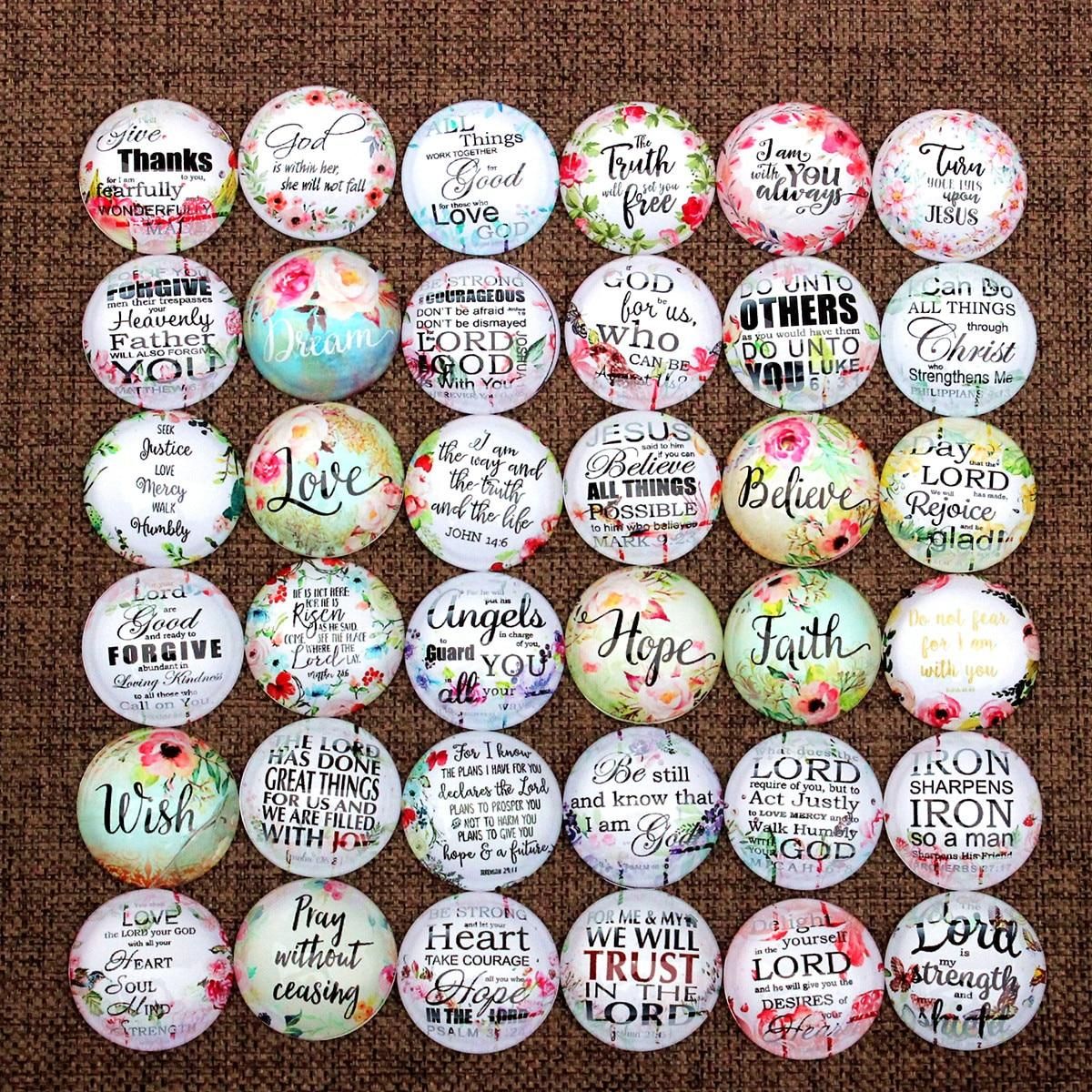 From 8mm to 30mm Random Mixed Round Bible Love Cabochons Pattern Glass Flatback Photo Base DIY Making Accessories Paired K06278