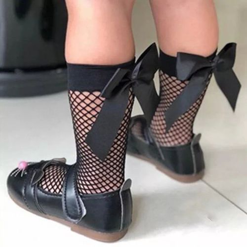 Girls Fishnet Socks With Bow