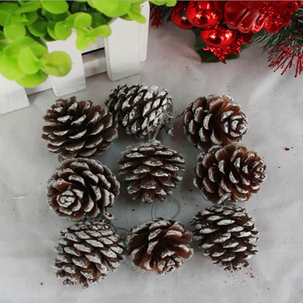 9pcs Christmas Pine Cones Bauble Xmas Tree Party Hanging