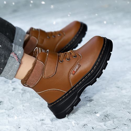 Children's Non-slip Plush Lining Warm Martin Boots Snow Boots-Brown