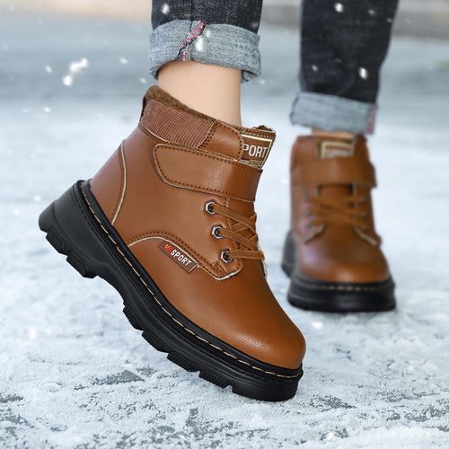 Children's Non-slip Plush Lining Warm Martin Boots Snow Boots-Brown