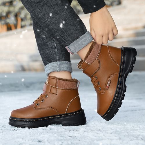 Children's Non-slip Plush Lining Warm Martin Boots Snow Boots-Brown