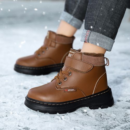 Children's Non-slip Plush Lining Warm Martin Boots Snow Boots-Brown