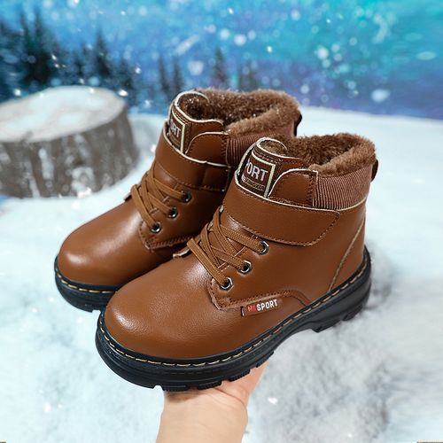 Children's Non-slip Plush Lining Warm Martin Boots Snow Boots-Brown