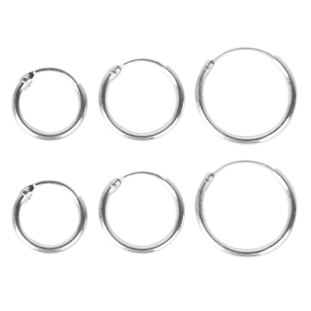 3 Pairs 925 Sterling  Hoop Earring Set For Women Girls Huggie