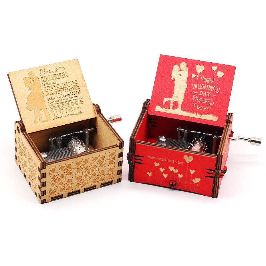 Antique Carved Hand Cranked Love Girlfriend Love Wife You Are My Sunshine Red-Castle In The Sky