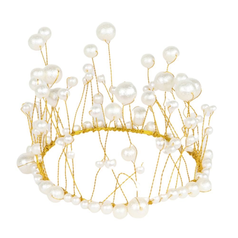Artificial Pearl Princess Crown Headdress Cake Topper-