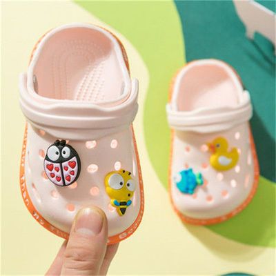 Baby Hole Shoes 1-3 Years Old Summer Children Nice Non -slip Soft Floor Boys Girls Beach Cartoon Animation Sandals -H54-Pink-