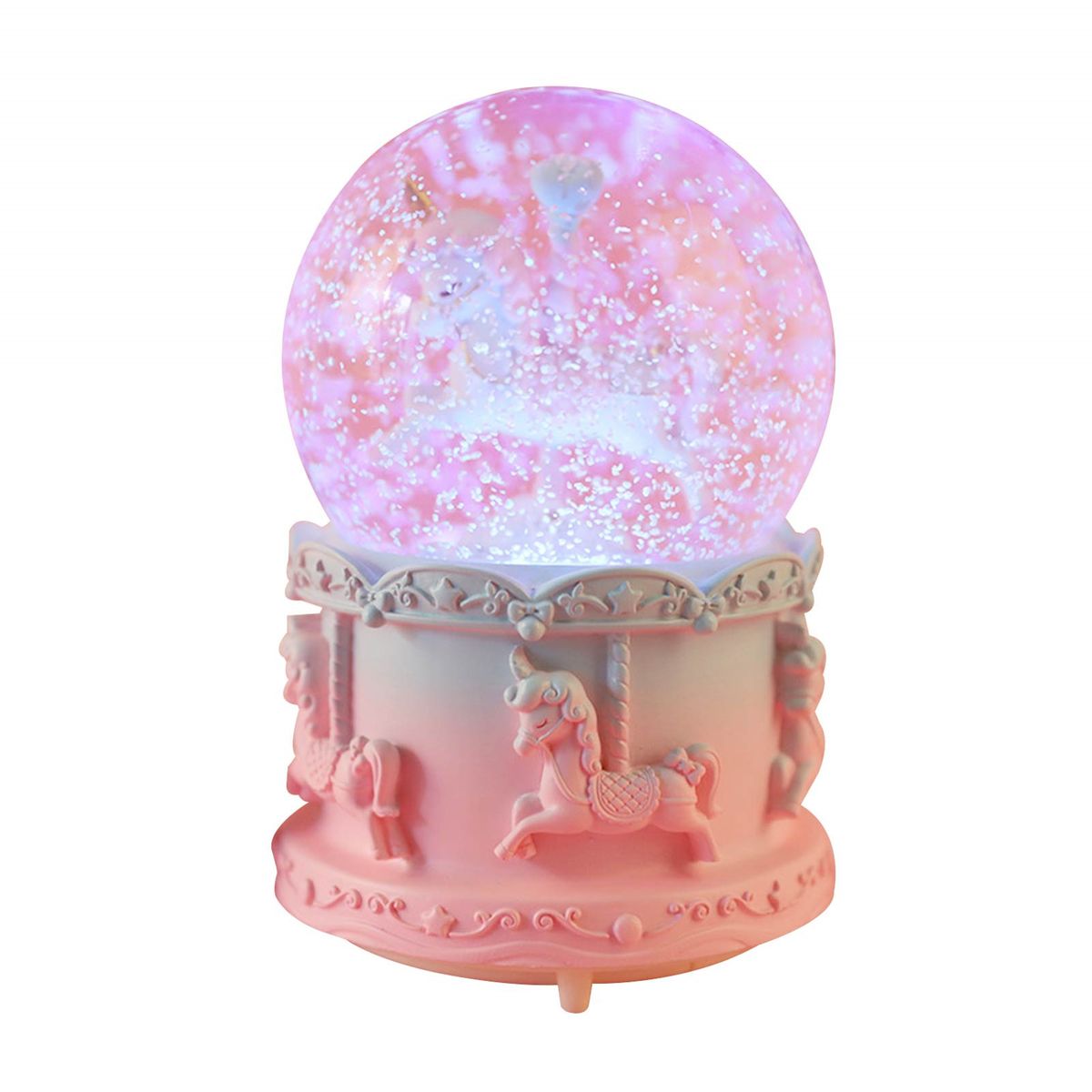 Rotate Music Box Crystal Ball Snow Globe Snowflakes Music Box Home Decoration-M