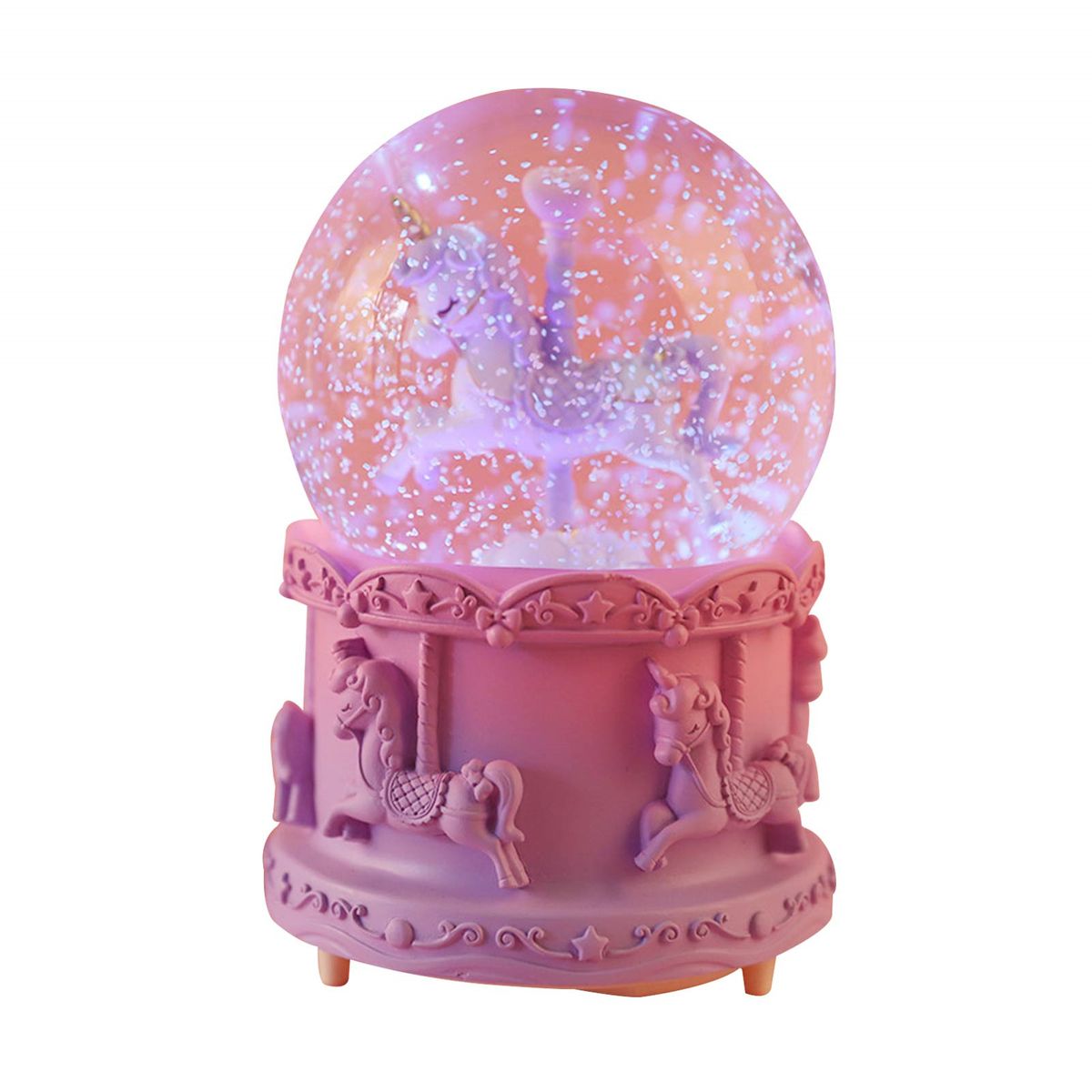 Rotate Music Box Crystal Ball Snow Globe Snowflakes Music Box Home Decoration-M