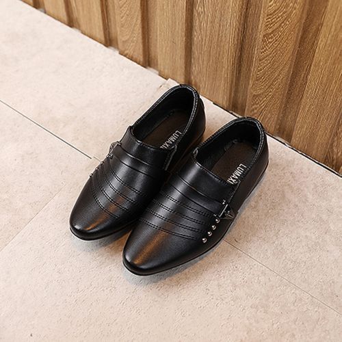 British Style Boy Leather Shoes Children Dress Fashion Catwalk Show Shoes Black