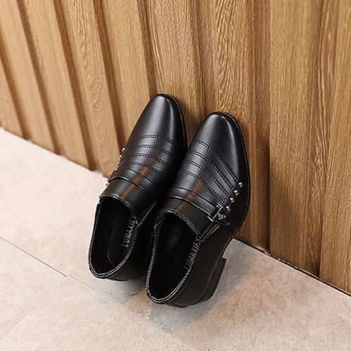 British Style Boy Leather Shoes Children Dress Fashion Catwalk Show Shoes Black