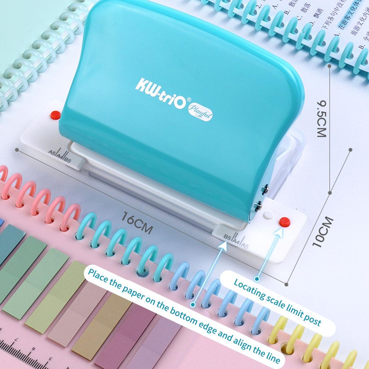 KW-triO 10-Hole Paper Punch Handheld Metal Puncher Support Multiple 20/26/30 Hole Punching 10 Sheet Capacity 5.5mm Aperture for A4 A5 B5 Notebook Scrapbook Diary Planner