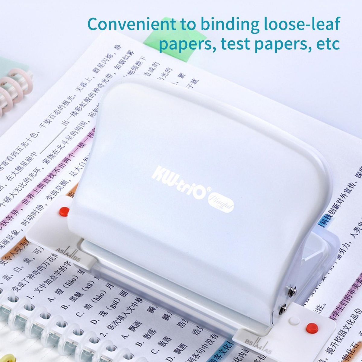KW-triO 10-Hole Paper Punch Handheld Metal Puncher Support Multiple 20/26/30 Hole Punching 10 Sheet Capacity 5.5mm Aperture for A4 A5 B5 Notebook Scrapbook Diary Planner