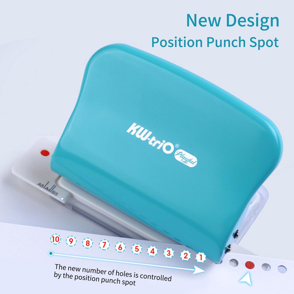 KW-triO 10-Hole Paper Punch Handheld Metal Puncher Support Multiple 20/26/30 Hole Punching 10 Sheet Capacity 5.5mm Aperture for A4 A5 B5 Notebook Scrapbook Diary Planner