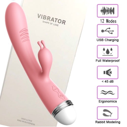 12 Modes Rechargeable Rabbit Dildo Vibrator
