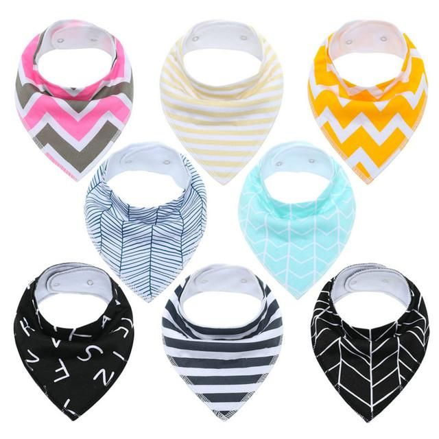 8Pcs  Infant Adjustable Snaps Saliva Bibs