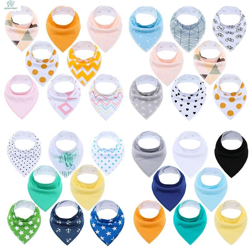 8Pcs  Infant Adjustable Snaps Saliva Bibs