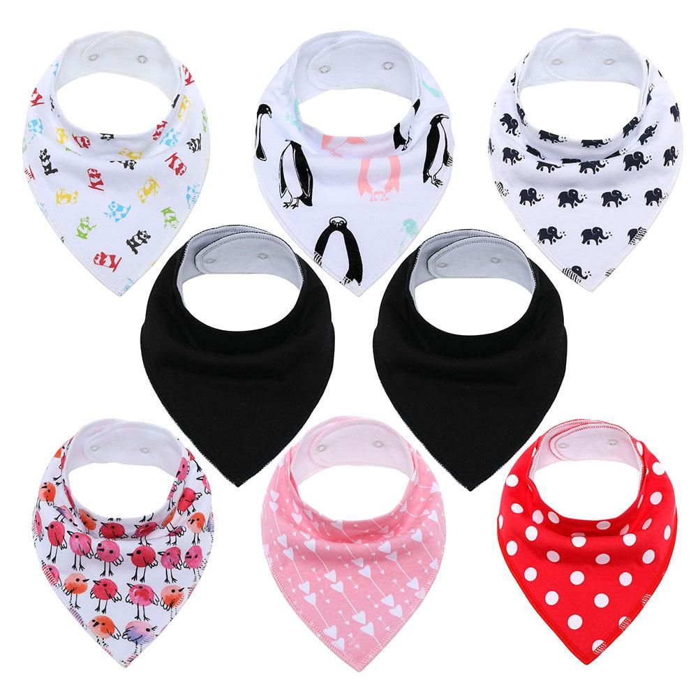 8Pcs  Infant Adjustable Snaps Saliva Bibs