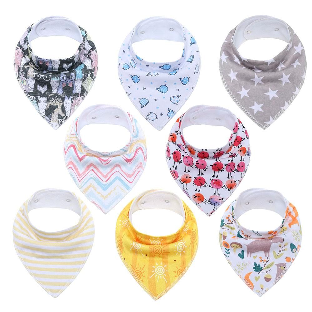 8Pcs  Infant Adjustable Snaps Saliva Bibs