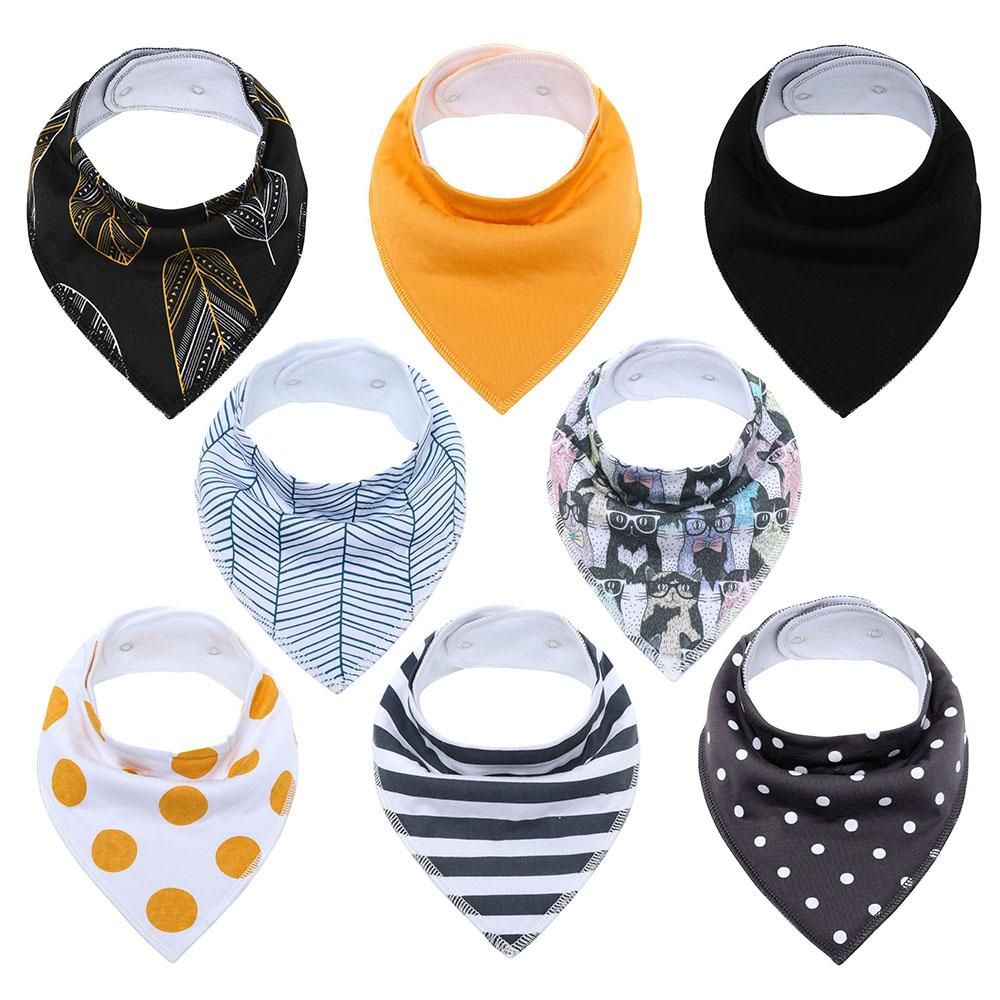 8Pcs  Infant Adjustable Snaps Saliva Bibs