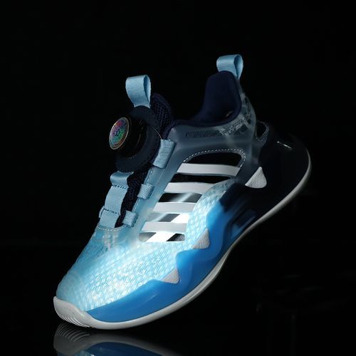 Noctilucent Girls' Light Shoes Rotating Buckle Kid's Sports Shoes Blue