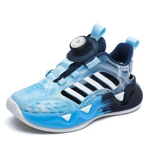 Noctilucent Girls' Light Shoes Rotating Buckle Kid's Sports Shoes Blue