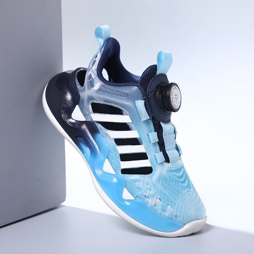 Noctilucent Girls' Light Shoes Rotating Buckle Kid's Sports Shoes Blue