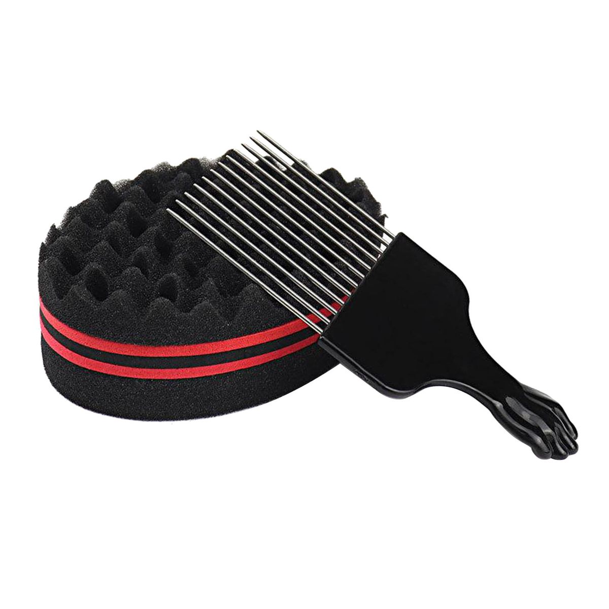 Afro Curl  Wave Hair Curl Brush Sponge Brush With Metal Small Hole