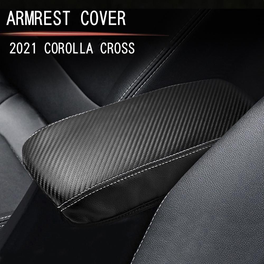 Car Carbon Fiber Center Console Lid Armrest Box Leather Protective Cushion Pad for Toyota Corolla Cross 2021 2022 RHD C