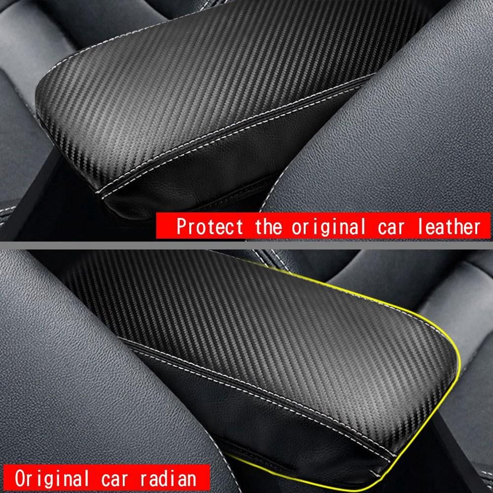 Car Carbon Fiber Center Console Lid Armrest Box Leather