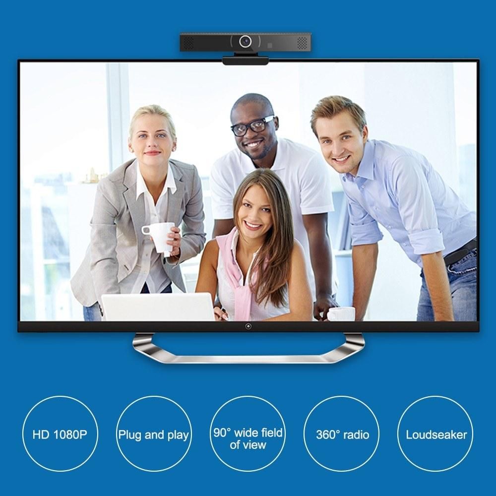 Wide Angle Webcam, Large View Video Conference Camera, Full HD 1080P Live Streaming Web Cam with Built-in Microphone, Auto Focus Computer Camera USB Webcam for Mac, PC, Laptop and Desktop Calling, Conferencing, Live Streaming
