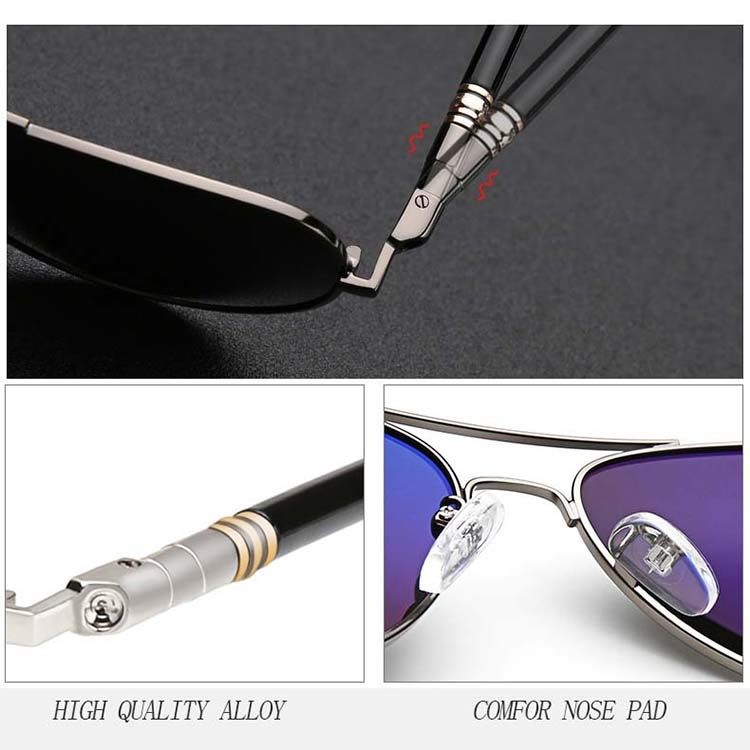 Men Oversized Aviation Metal Frame Driving Sun Glasses