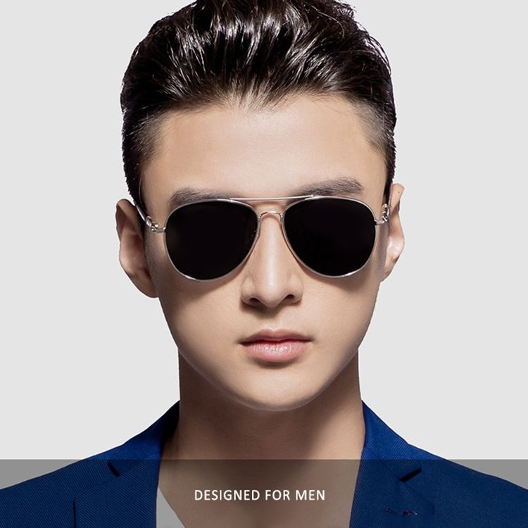 Men Oversized Aviation Metal Frame Driving Sun Glasses