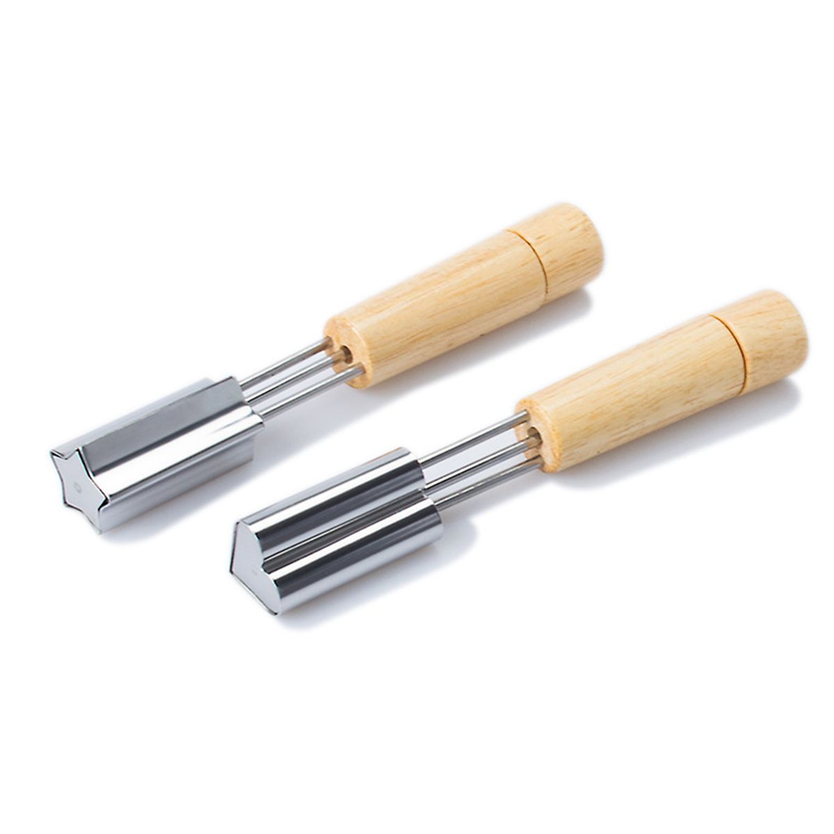 Stainless Steel Cookie Cutter With Wooden Handle Flowers
