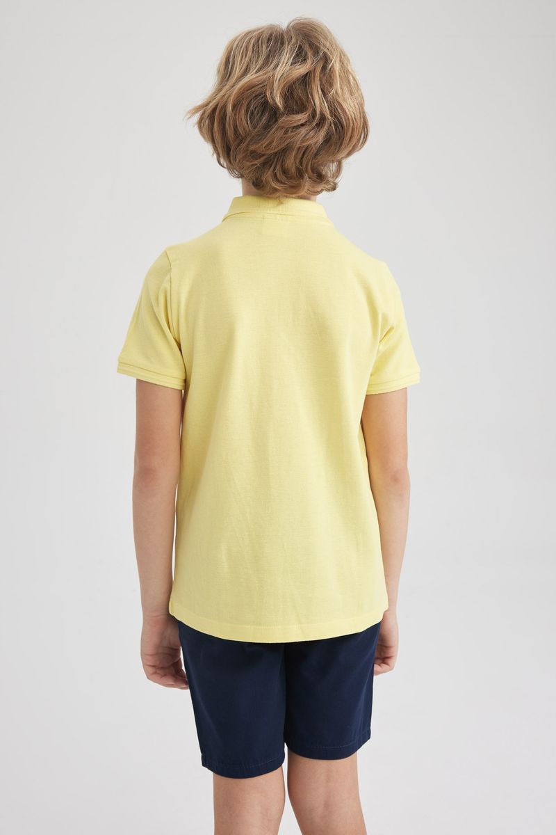 Boy Casual Regular Fit Knitted Short Sleeve Polo T-Shirt - Yellow