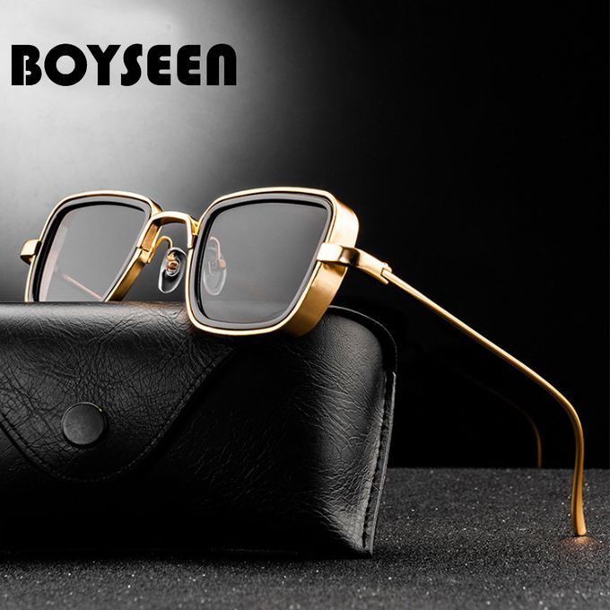 Men's Anti-blue Light Metal Sunglasses UV400 Protection - Gold
