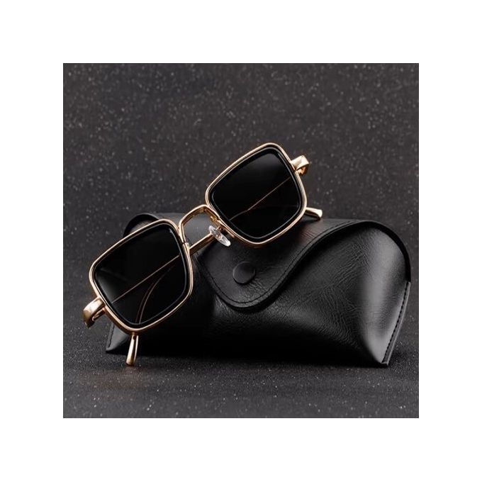 Men's Anti-blue Light Metal Sunglasses UV400 Protection - Gold