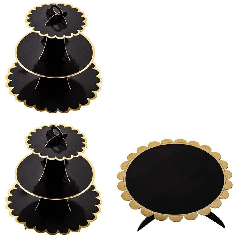 3-Piece Cupcake Stand 3 Layers(2PC)+1 Layer(1PC) (Black +