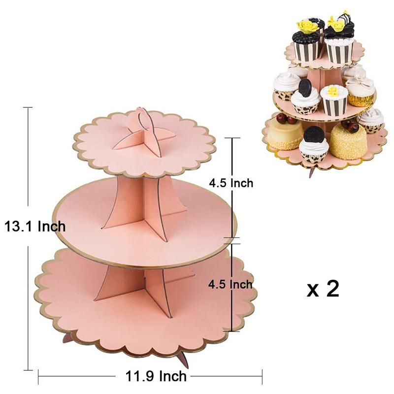 3-Piece Cupcake Stand 3 Layers(2PC)+1 Layer(1PC) (Black +