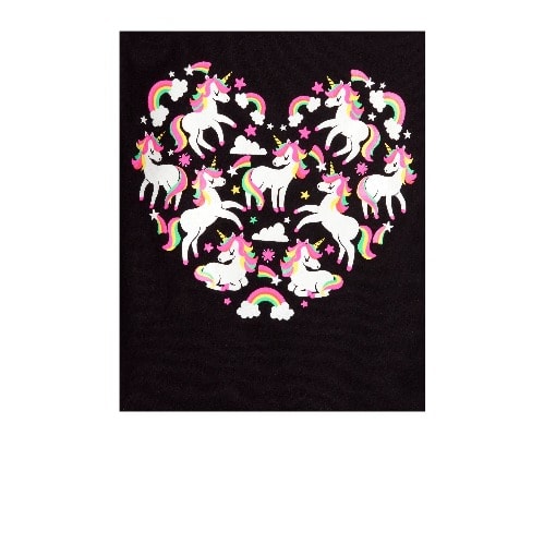 2 In 1 Girls Glitters All Over Rainbow Unicorn Heart Graphic Top