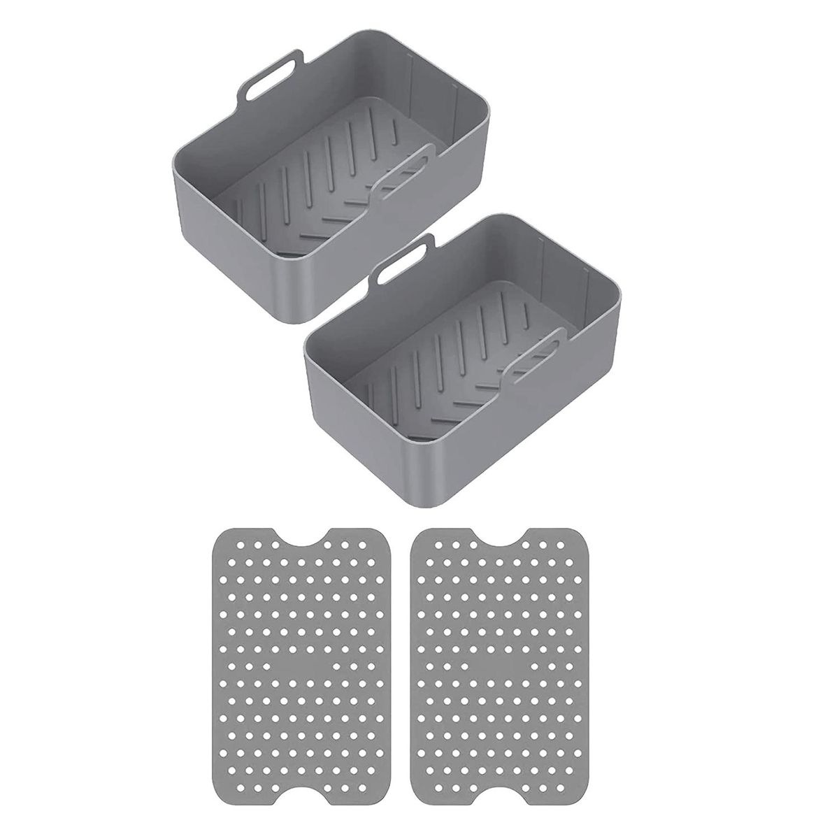 4 PCS Silicone Pot Set for Dual  Non Stick Silicone Basket for Grey